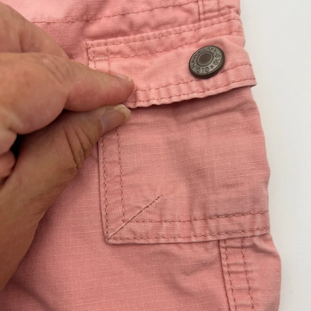 Old Navy Pink Floral Embroidered Cargo Shorts Girls 12-18 Months Cotton Ripstop